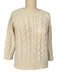 J.Crew Cable Knit Sweater – Small – Wool Blend – 3/4 Sleeve